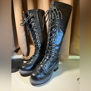 Nana PoleClimber Knee High Lace Up Combat Boots 6